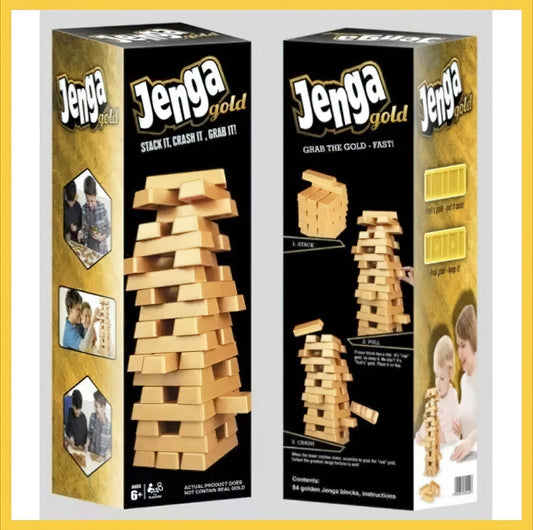 Jenga Gold Tipo Torre Grande Dorada Bloques 54pc Juego Mesa